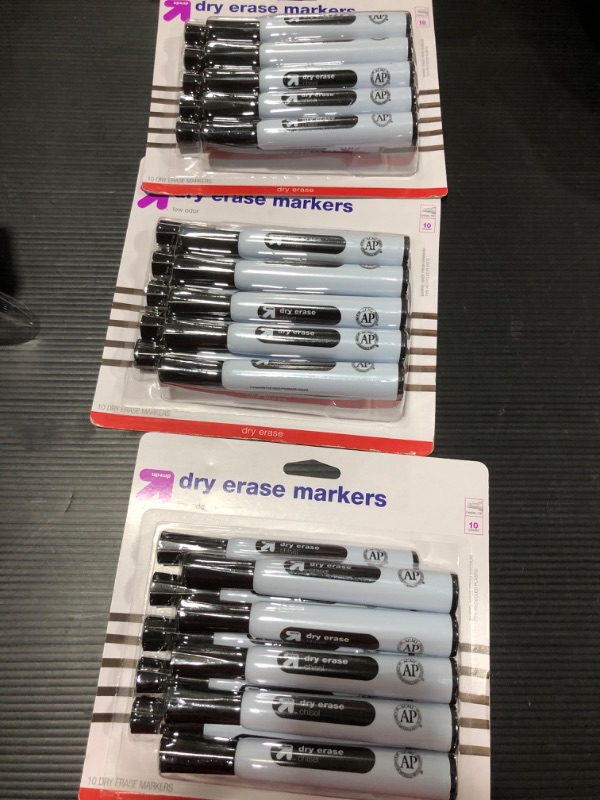 Photo 1 of 10pk Chisel Tip Dry Erase Markers Black - up & up™
3 PACKS 