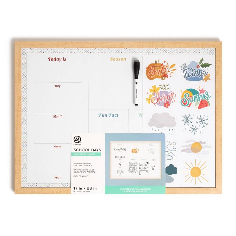 Photo 1 of U Brands 17''x 23'' Flat Front Daily Details Dry Erase Board with Birch Wood Frame
