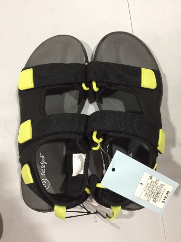 Photo 1 of Cat & Jack Boys Corbin Sandals, Size 3, Velcro Staps, Black Boys Sandals