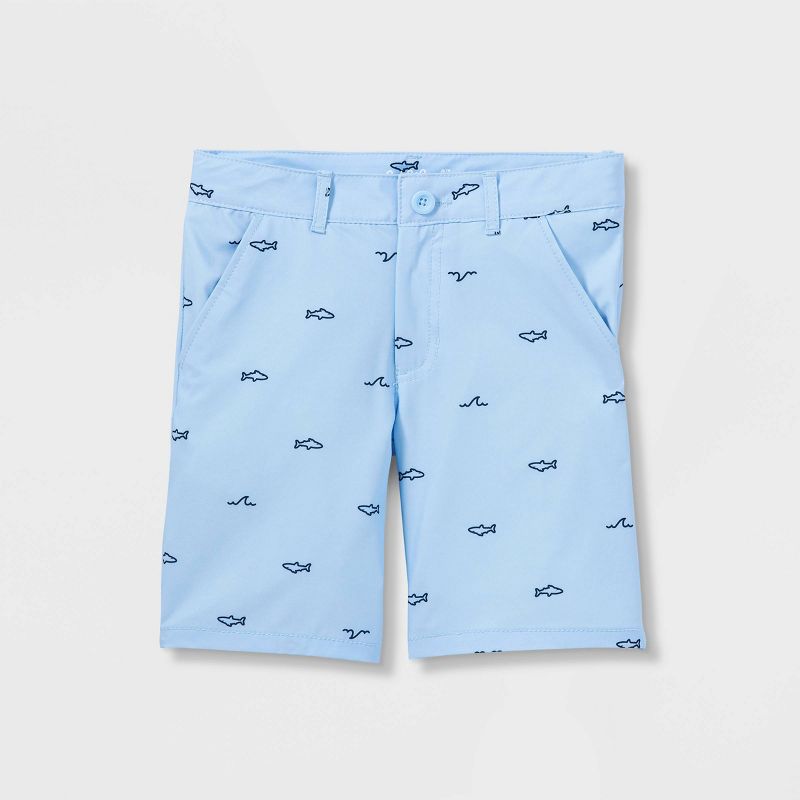 Photo 1 of Boys' Flat Front Quick Dry Chino Shorts - Cat & Jack Light Blue 16
