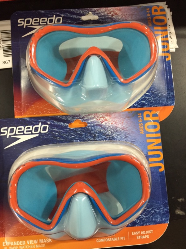 Photo 2 of 2-Speedo Junior Wave Watcher Mask - Spicy Orange/Celeste
