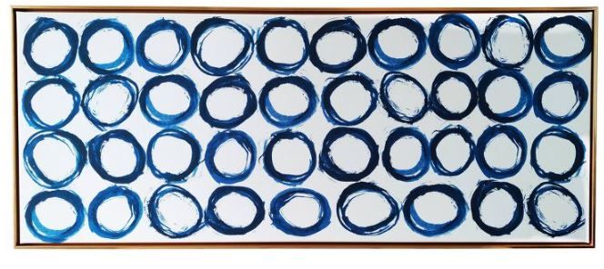Photo 1 of 19" x 45" Rings Floating Framed Wall Canvas Blue - Gallery 57