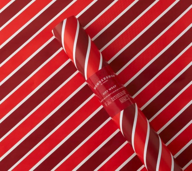 Photo 1 of 2 Counts Of 220 sq ft Diagonal Stripes Gift Wrap Red - Wondershop™