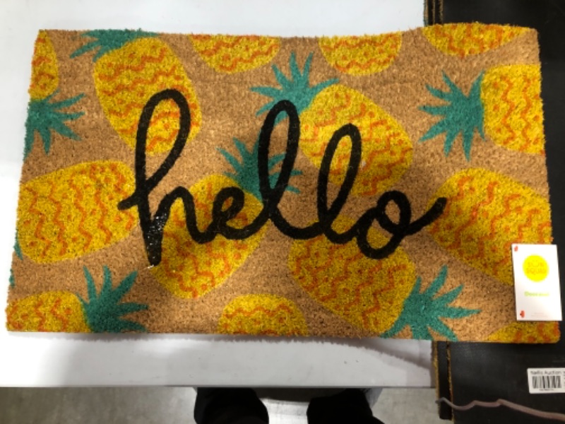 Photo 2 of 1'6"x2'6" Hello Pineapples Doormat Yellow - Sun Squad™