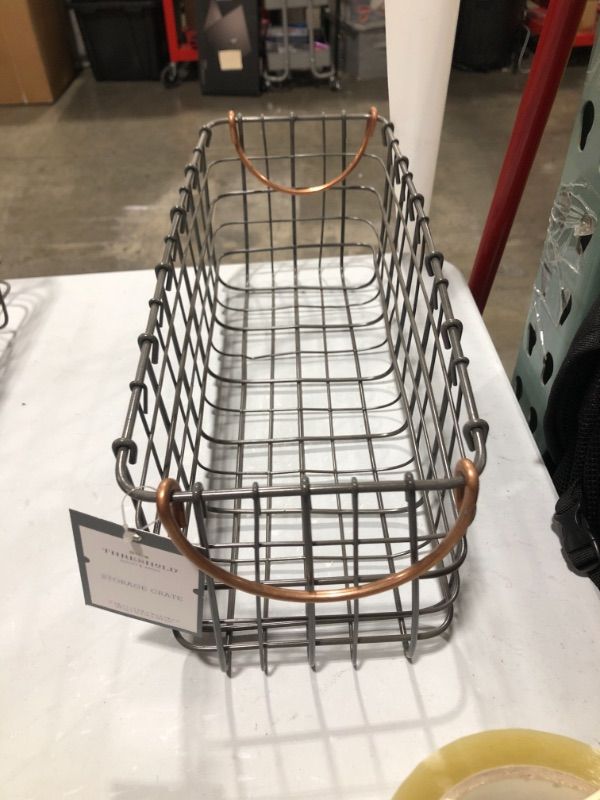 Photo 2 of 16X6X6 Wire Tank Top Basket with Handle Copper - Threshold
