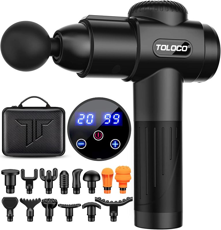 Photo 1 of TOLOCO Massage Gun, Upgrade Percussion Muscle Massage Gun for Athletes, Handheld Deep Tissue Massager, Black