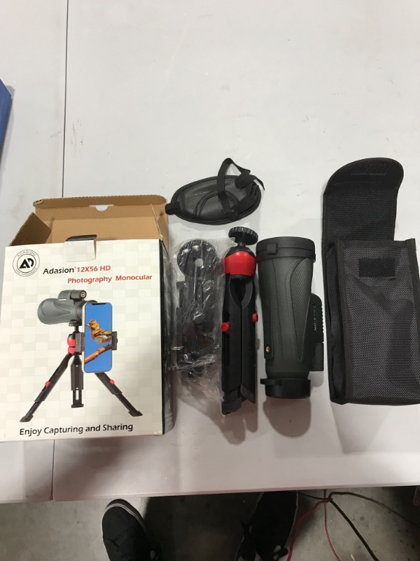 Photo 1 of 12x56 HD Monocular Telescope with Smartphone Adapter, Upgraded Tripod, Hand Strap - High Power Monocular with Clear Low Light Vision for Star Watching - Lightweight Monocular for Bird Watching Hunting