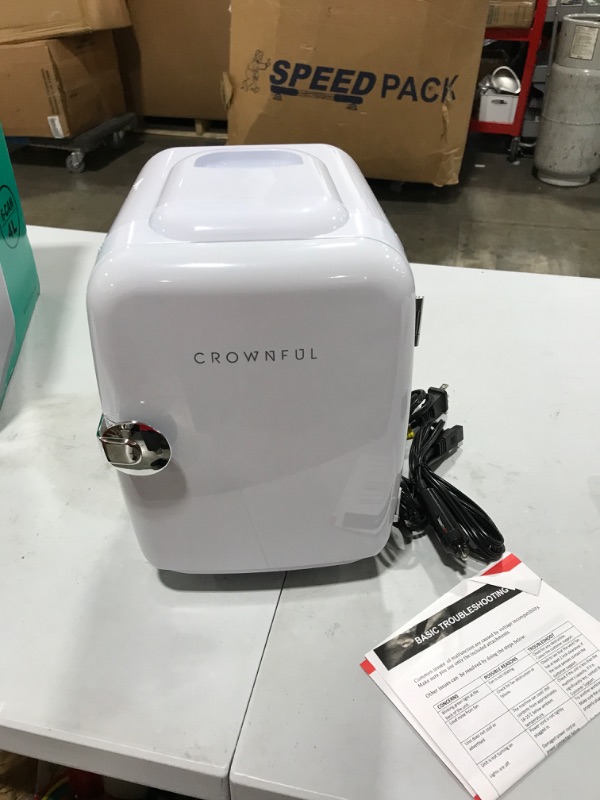 Photo 2 of Crownful Mini Fridge, 4 Liter/6 Can Portable Cooler and Warmer - White