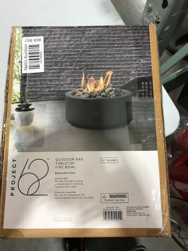 Photo 2 of 10" Round Metal Outdoor LP Tabletop Fire Pit - Black - Project 62™