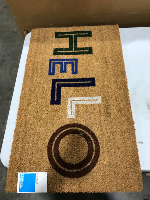 Photo 2 of 1'6x2'6 Hello Colorblocked Coir Doormat - Room Essentials
