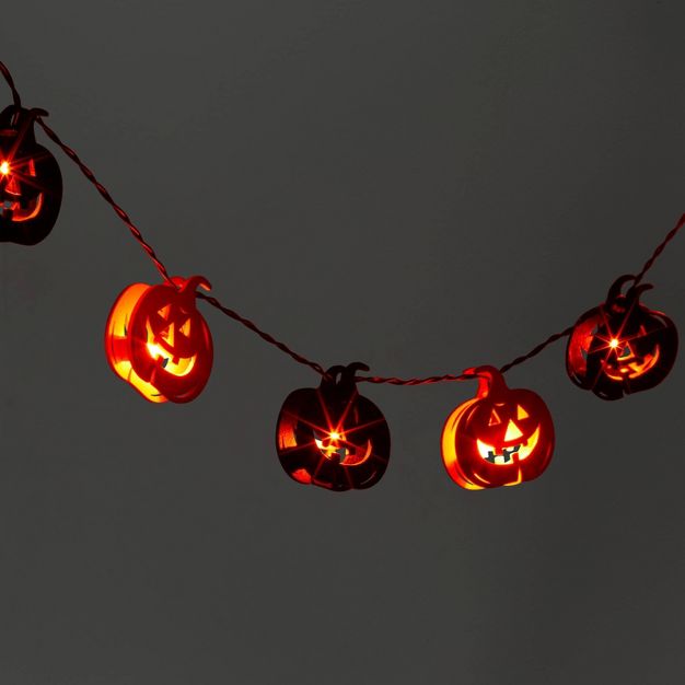 Photo 1 of 10ct LED Wood Pumpkin Halloween String Lights - Hyde & EEK! Boutique