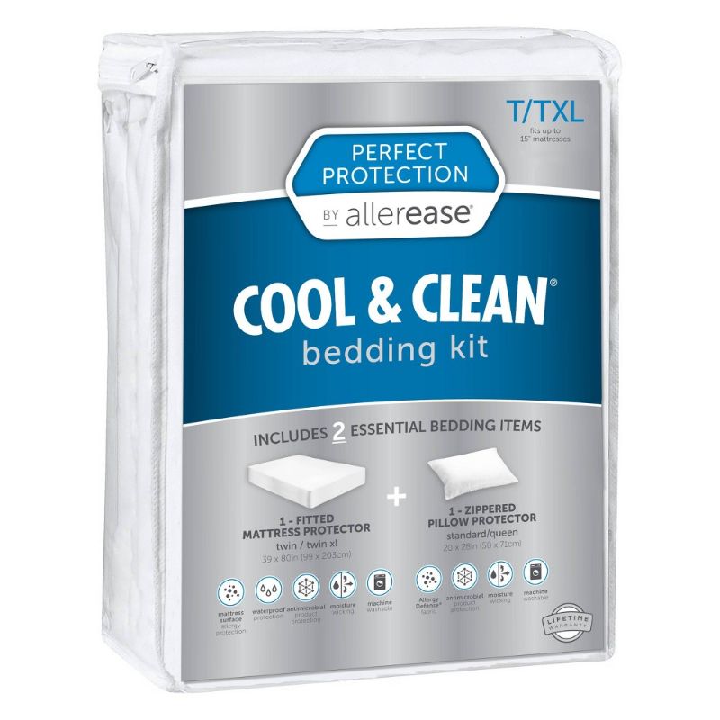 Photo 1 of 2pc Perfect Protection Cool & Clean Bedding Kit - Allerease-T/TXL
