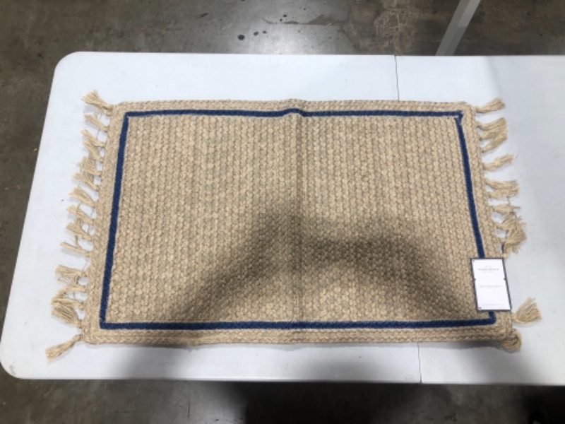 Photo 2 of 34 X 20 Border Braided Rug Blue - Threshold