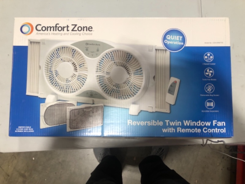 Photo 2 of Comfort Zone Dual Digital Reversible Window Fan with Bug Screen
