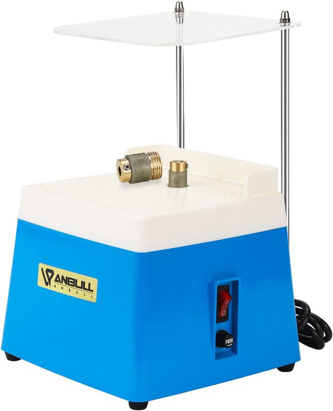 Photo 1 of ANBULL Stained Glass Grinder Machine?Mini Portable Stained Grinder Glass Art Grinding Tool with 5/8" & 1" Grinder Bits (110V, 65W, Blue)
