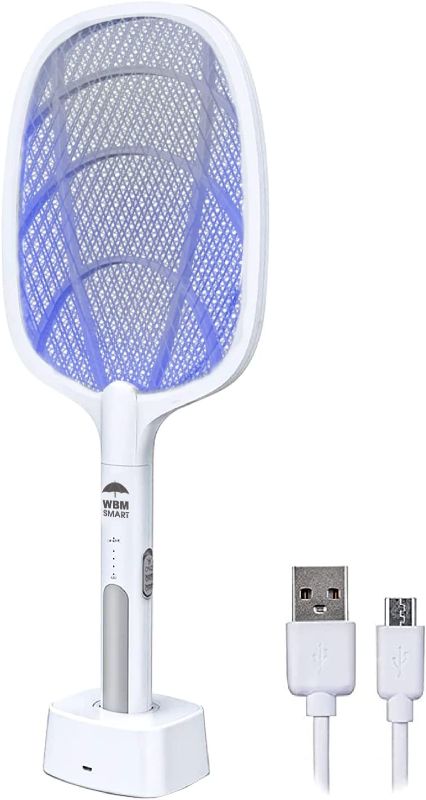 Photo 1 of 2 in 1 Electric Bug Zapper, Mosquitoes Trap Lamp & Racket, USB Rechargeable Electric Fly Swatter for Home and Outdoor Powerful Grid 3-Layer Safety Mesh Safe to Touch
