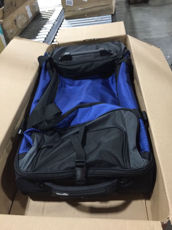 Photo 1 of Amazon Basics Ripstop Wheeled Duffel, 35 Inch - Blue
