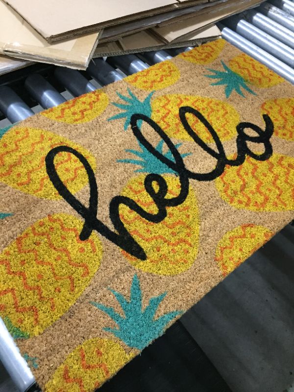 Photo 2 of 1'6"x2'6" Hello Pineapples Doormat Yellow - Sun Squad™
