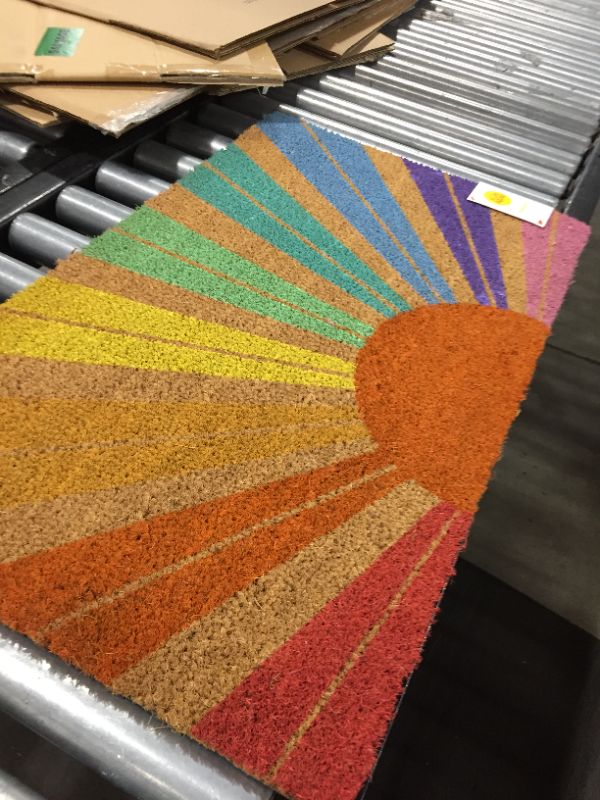 Photo 2 of 1'6"x2'6" Rainbow Sunshine Doormat - Sun Squad™
