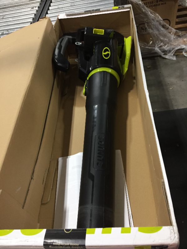Photo 2 of Sun Joe iON100V-550JB-CT 550-CFM 100V Max Lithium-iON Cordless Turbo Jet Fan Blower, Black with Green No battery included 
