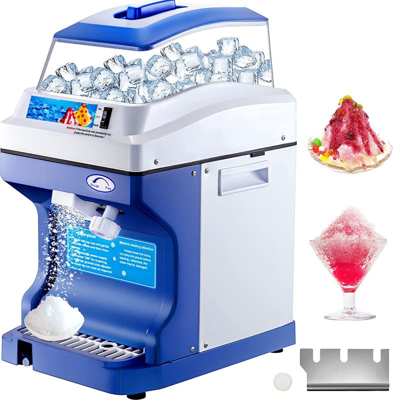 Photo 1 of VEVOR 110V Commercial Ice Shaver Crusher 441LBS/H with 11LBS Hopper, 300W Tabletop Electric Snow Cone Maker 320 RPM Rotate Speed Perfect For Parties Events Snack Bar
