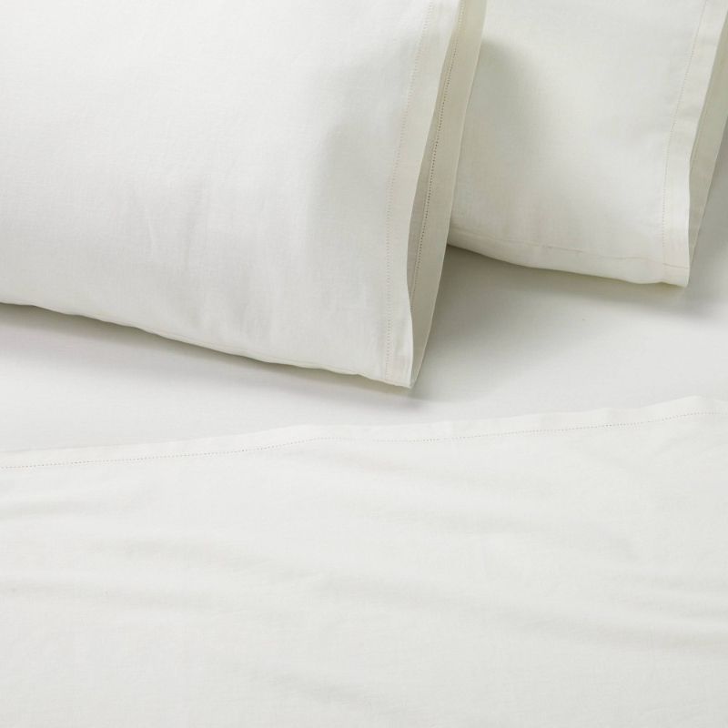 Photo 1 of 4pc Linen Blend Sheet Set Sour Cream - Hearth & Hand™ with Magnolia queen
