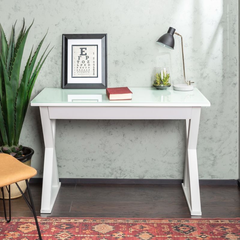 Photo 1 of Walker Edison D48X30WH 48 in. Xtra Computer Desk - White
