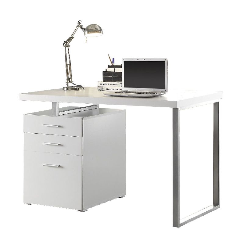Photo 1 of Hilliard 800325 47.25" Writing Desk with 2 Drawers 1 File Drawer and Reversible Set-up Euro Glides and Silver Color Hardware in White
