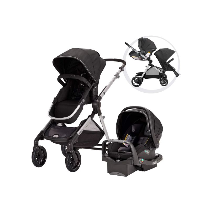 Photo 1 of Evenflo 57112255 Pivot Xpand Modular Travel System with SafeMax Infant Car Seat&#44; Stallion Black
