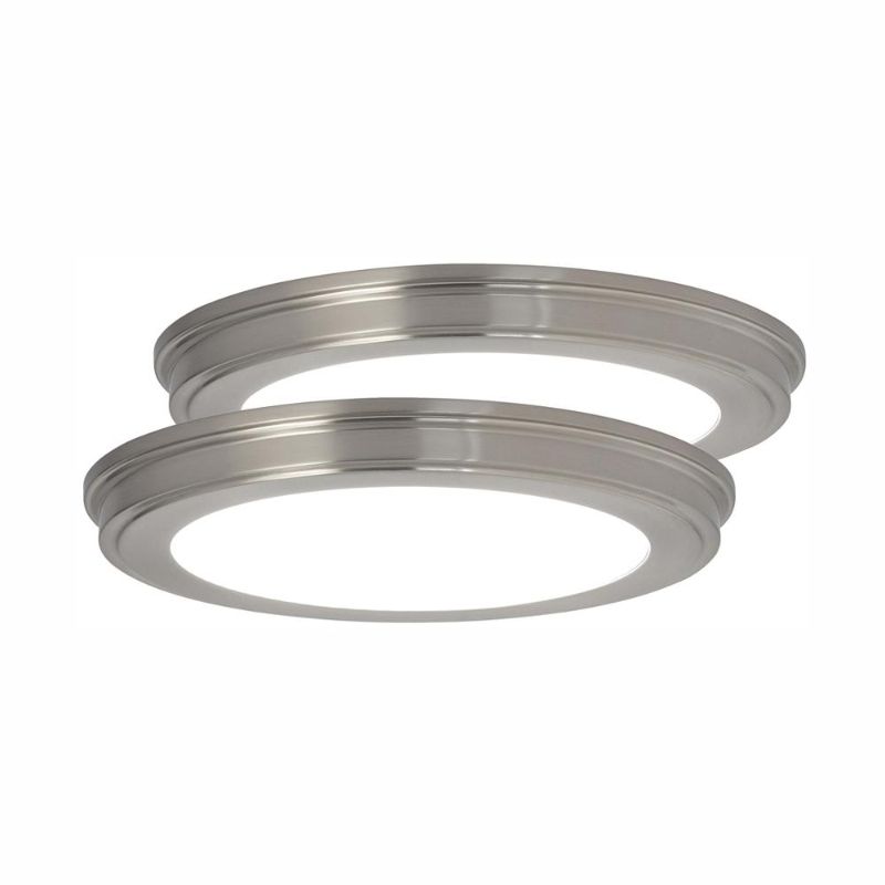 Photo 1 of 13 in. Brushed Nickel Color Changing LED Ceiling Flush Mount (2-Pack)
