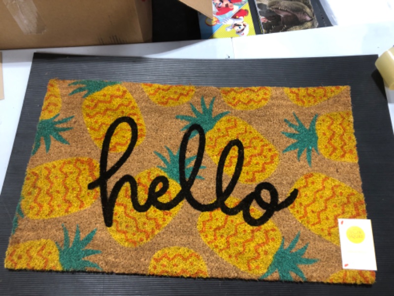 Photo 2 of 16x26 Hello Pineapples Doormat Yellow - Sun Squad