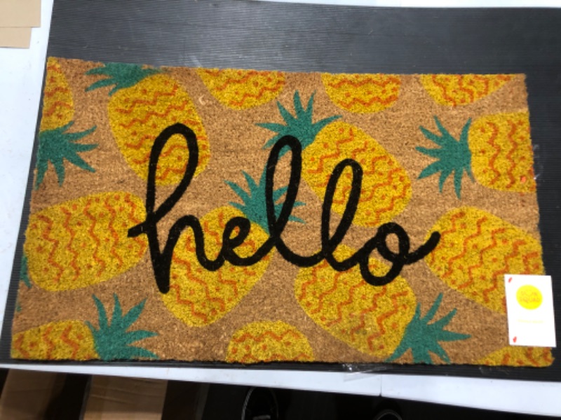 Photo 2 of 16x26 Hello Pineapples Doormat Yellow - Sun Squad