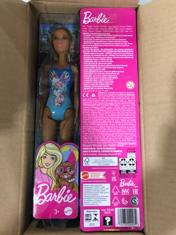 Photo 2 of Barbie Beach Doll Bough Behind Roses Brunette - Box of 4