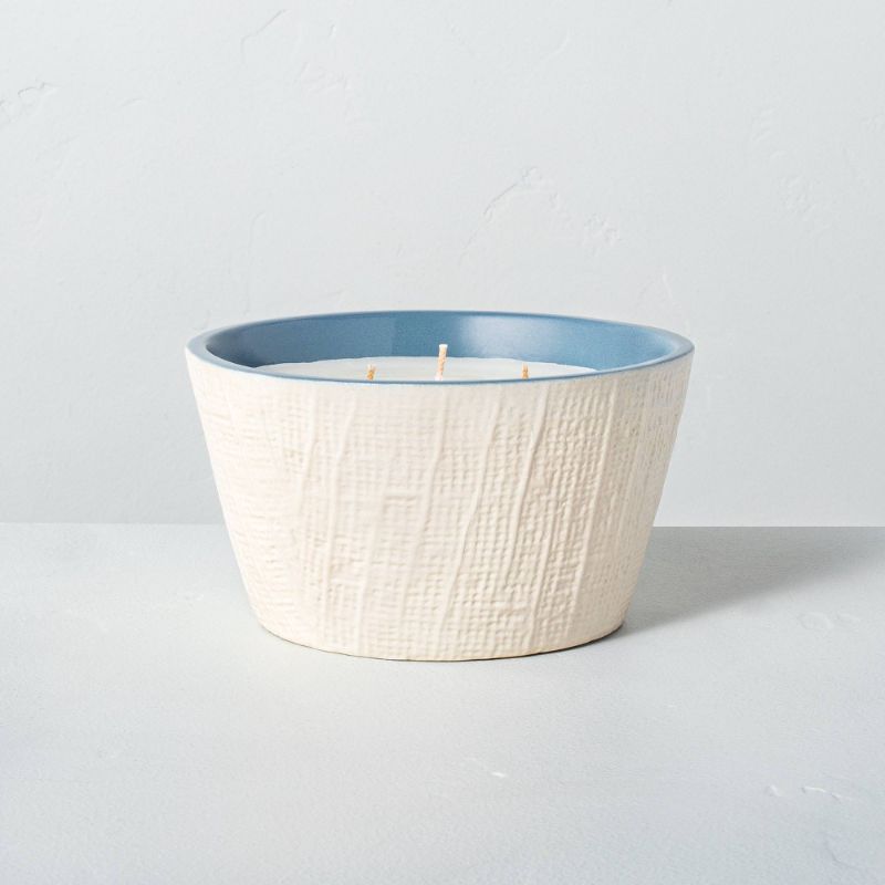 Photo 1 of 23oz Willow 3-Wick Large Textured Ceramic Candle Blue - Hearth & Hand™ with Magnolia, qty. 4