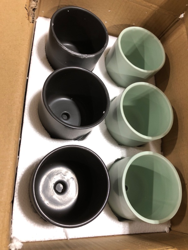 Photo 2 of ( 12 pack) ceramic planters green & black