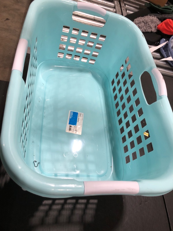 Photo 2 of 2 Bushel Laundry Basket Aqua with Gray Handles - Room Essentials