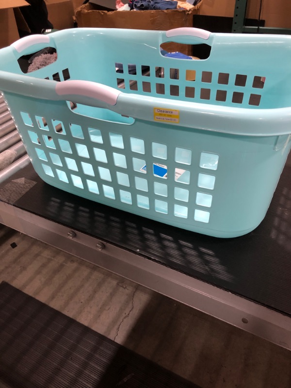 Photo 3 of 2 Bushel Laundry Basket Aqua with Gray Handles - Room Essentials