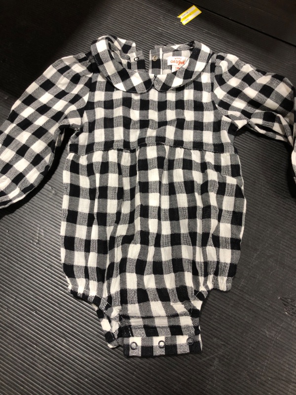 Photo 2 of Baby Girls' Gingham Long Sleeve Bubble Romper - Cat & Jack™ Black 12MOS

