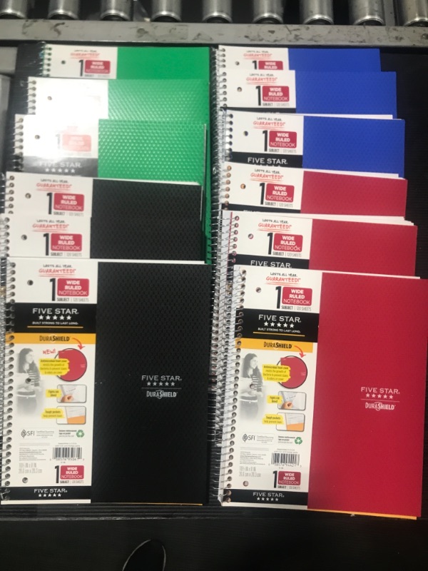 Photo 2 of (12 pack) Spiral Notebook 1 Subject Wide Ruled Anti-Microbial Red,green,blue,black