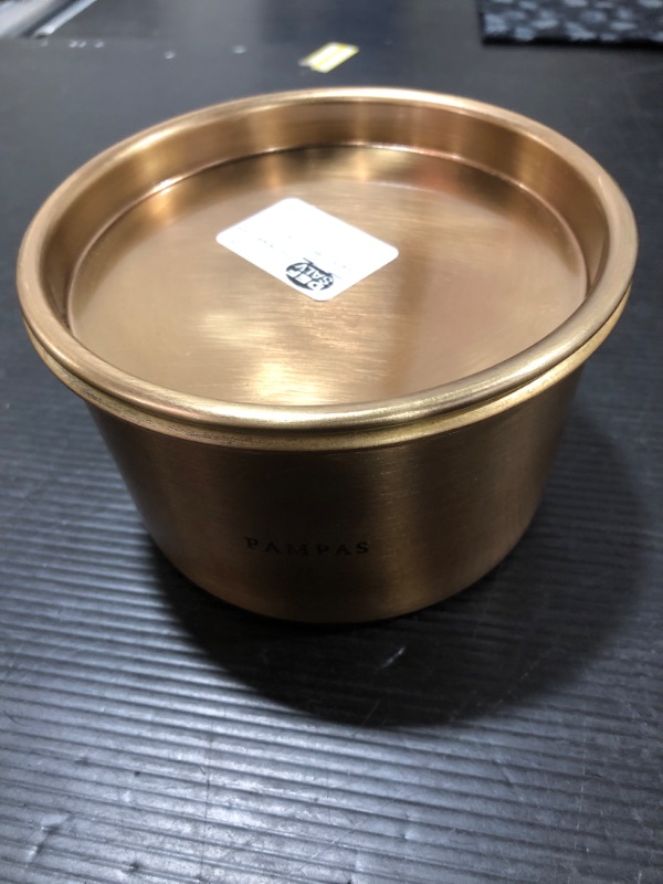 Photo 1 of 20oz Pampas Lidded Metal Multi-Wick Candle Brass Finish - Hearth & Hand™ with Magnolia

