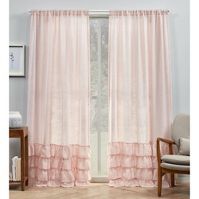 Photo 1 of 2pk 54"x84" Sheer Jacinta Bottom Ruffle Curtain Panels Blush - Exclusive Home