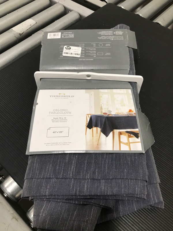 Photo 2 of 120 X 60 Cotton Chambray Tablecloth Blue - Threshold
