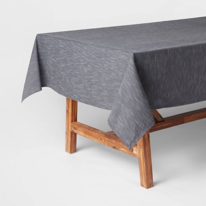 Photo 1 of 120 X 60 Cotton Chambray Tablecloth Blue - Threshold
