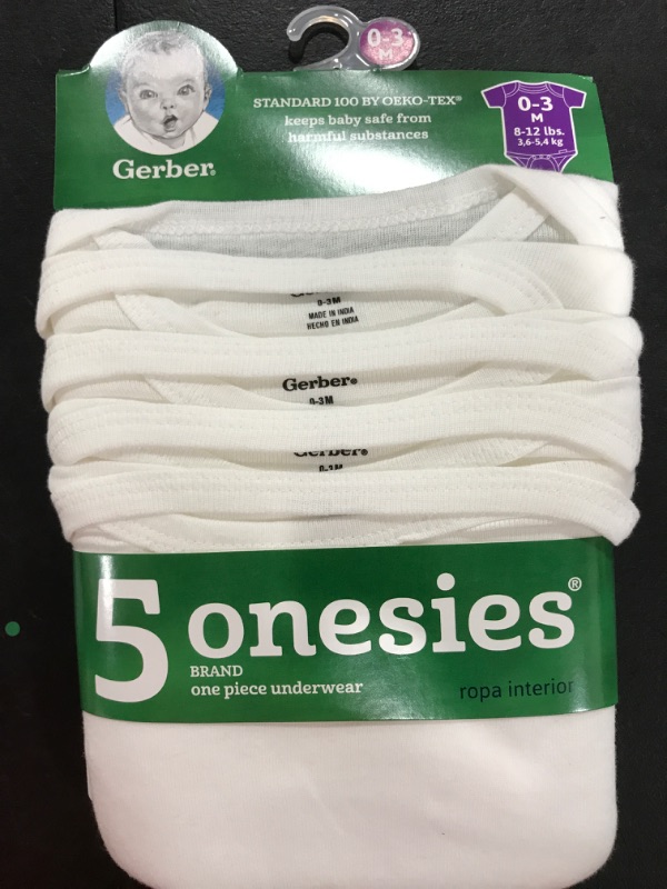 Photo 1 of GERBER 5-PACK ONESIES  SIZE 0-3M