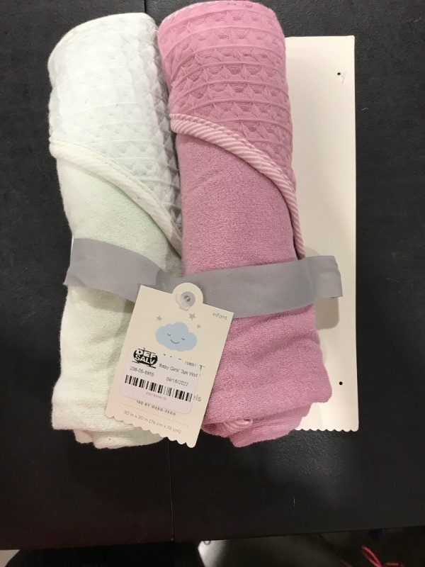 Photo 1 of Baby Girls' 3pk Waffle Hooded Bath Towel   **ONLY 2 TOWELS**