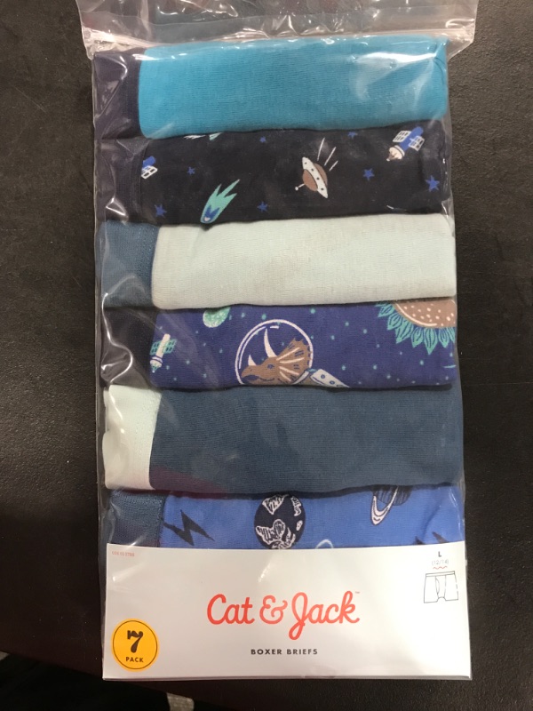 Photo 2 of Boys' 7pk Space Boxer Briefs - Cat & Jack™ Blue  SIZE L