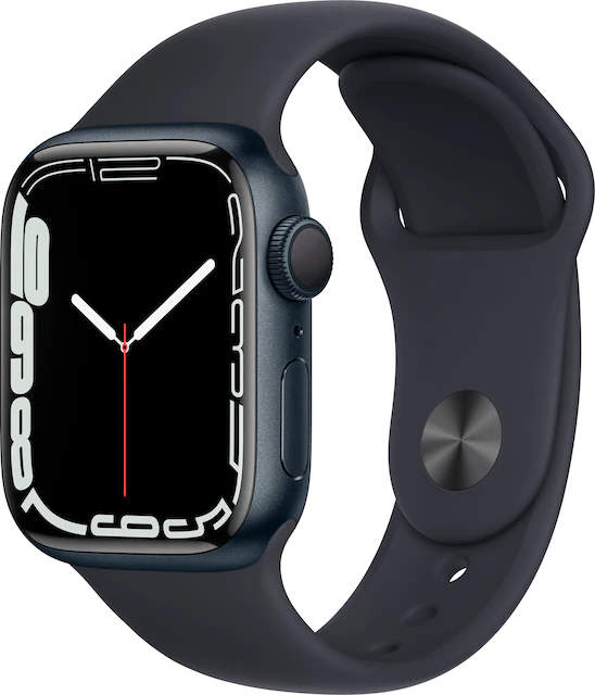 Photo 1 of Apple Watch Series 7 (GPS) 41mm Midnight Aluminum Case with Midnight Sport Band - Midnight
