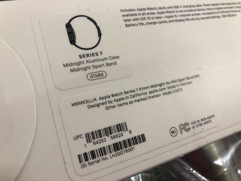 Photo 6 of Apple Watch Series 7 (GPS) 41mm Midnight Aluminum Case with Midnight Sport Band - Midnight
