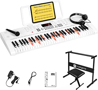 Photo 1 of Vangoa Keyboard Piano with 61 Lighted Keys, Full-Size Electric Piano Keyboard for Beginner Kids Teens Adults with Stand and Bench, Headphone, Microphone, 3 Teaching Modes, USB Port, White
