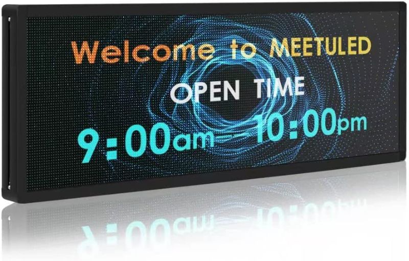 Photo 1 of MEETULED P5 LED Sign RGB Full Color Indoor Led Scrolling Advertising Board High Resolution Display with SMD Technology for Business, 39 x 14 inch
